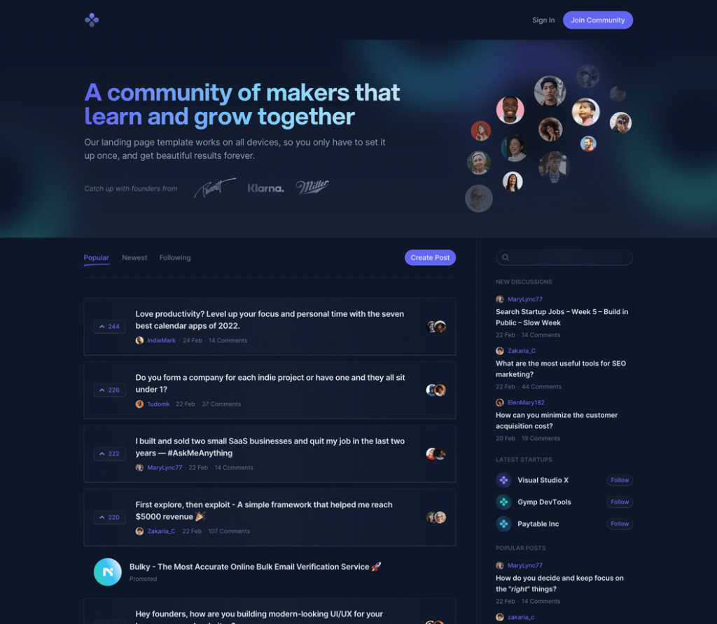 HTML, Vue.js and React templates for startup landing pages - Cruip
